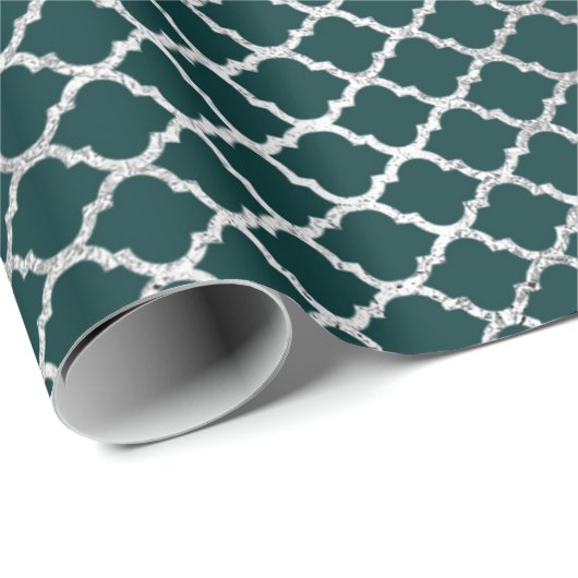 Modernes Art Deco Aquamarines Silver Quarto Vip Geschenkpapier (Rolleneckpunkt)