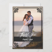 Modernes Art Deco Black Swan Foto Hochzeit Dankeskarte (Vorderseite)