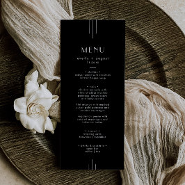Modernes Art Deco Black Wedding Menü / JEDE Suite Menükarte
