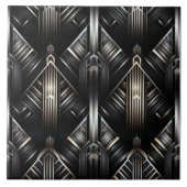 Modernes Art Deco, Chiaroscuro, Gold und Schwarz Fliese (Vorderseite)