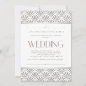 Modernes Art Deco | Elegante, graue und weiße Hoch Einladung (Vorderseite)