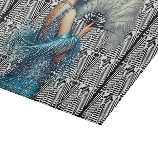 Modernes Art Deco Flapper Cutting Board Schneidebrett (Ecke)