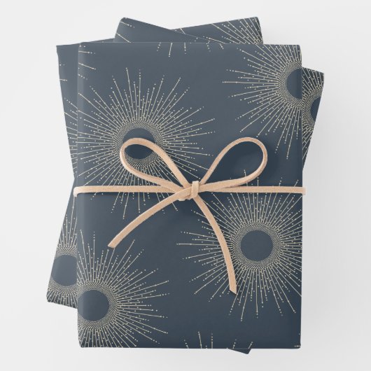 Modernes Art Deco Formen Navy und Gold Geschenkpapier Set (Beispiel)