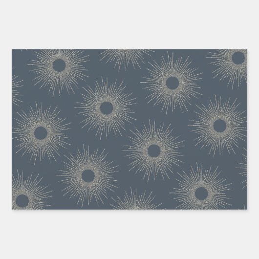 Modernes Art Deco Formen Navy und Gold Geschenkpapier Set (Vorderseite)