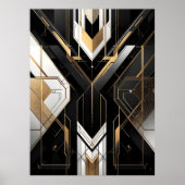 Modernes Art Deco Geometrisches Gold Schwarz-weiß Poster (Vorne)