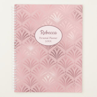 Modernes Art Deco Glam Pink Persönlicher Name Plan Planer