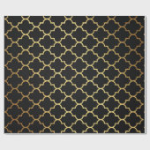 Modernes Art Deco Golden Black Geometric Vip Geschenkpapier (Flach)