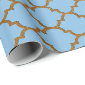 Modernes Art Deco Golden Blue Geometric Vip Geschenkpapier (Rolleneckpunkt)