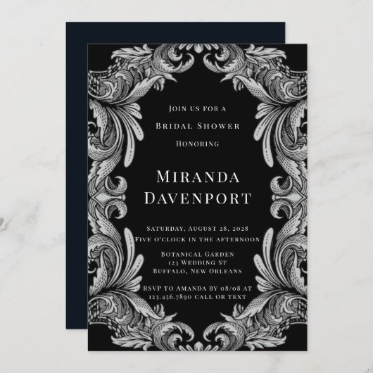 Modernes Art Deco Leaf Brautparty Einladung (Vorne/Hinten)