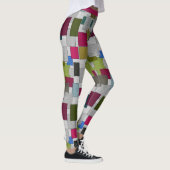 Modernes Art Deco Lila Gray Geometric Muster Yoga Leggings (Rechts)