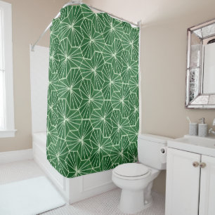 Modernes Art Deco Lime Green Geometrie Muster Duschvorhang