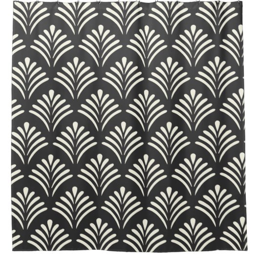 Modernes Art Deco Motif Muster Schwarz-Weiß Duschvorhang (Vorderseite)