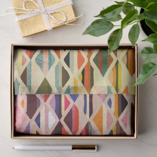 Modernes Art Deco Multi-Farb Seidenpapier (Geschenk)