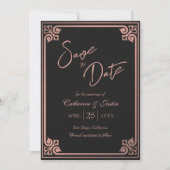 Modernes Art Deco Pink Black Peacock Foto Hochzeit Save The Date (Vorderseite)