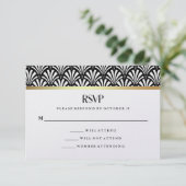 Modernes Art Deco | RSVP für Schwarze und Weiße Ho (Stehend Vorderseite)