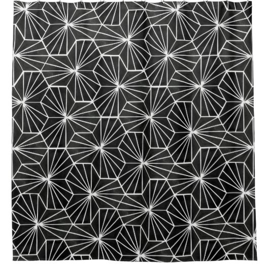 Modernes Art Deco Schwarz-weiß geometrisches Muste Duschvorhang (Vorderseite)