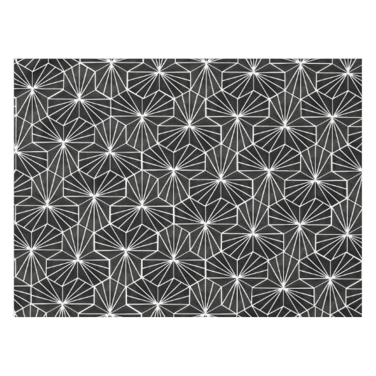 Modernes Art Deco Schwarz-weiß geometrisches Muste Tischdecke (Vorderseite (Horizontal))