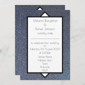 Modernes Art Deco Silver Glitzer Einladung Hochzei (Vorne/Hinten)