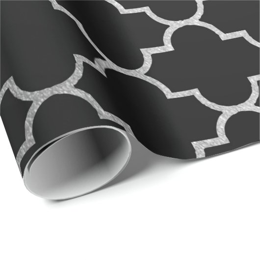 Modernes Art Deco Silver Gray Black Geometric Vip Geschenkpapier (Rolleneckpunkt)