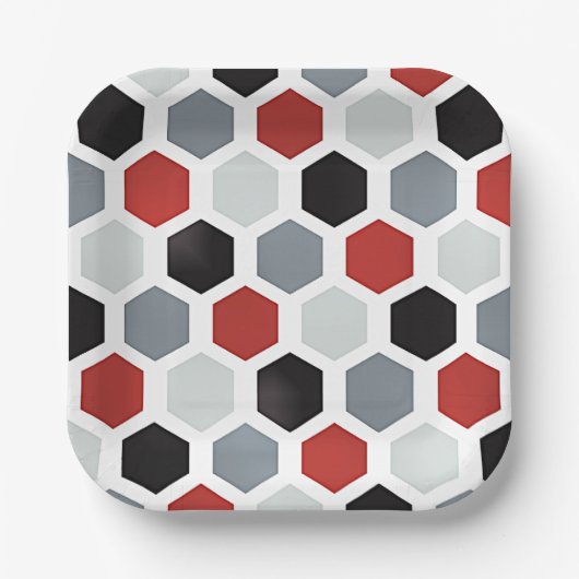 Modernes Art Hexagon Muster Pappteller (Vorderseite)