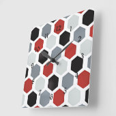 Modernes Art Hexagon Muster Quadratische Wanduhr (Winkel)