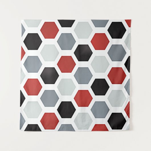 Modernes Art Hexagon Muster Wandteppich (Vorderseite (Horizontal))