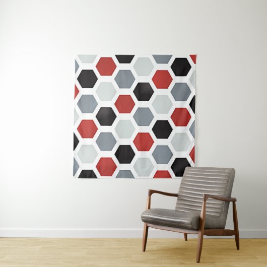 Modernes Art Hexagon Muster Wandteppich (Beispiel (Horizontal))