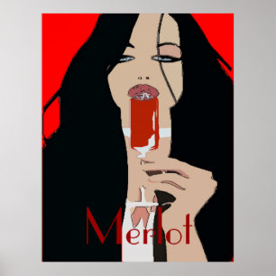 Modernes Art-Wein-Plakat, Merlot Poster