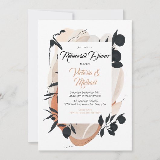 Modernes asiatisches Aquarellabend mit neutraler P Einladung (Vorderseite)