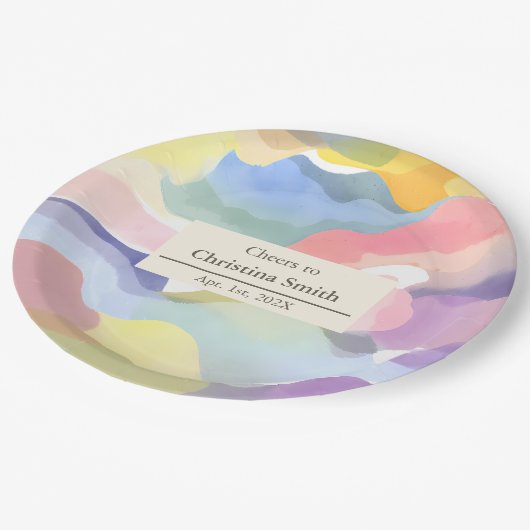 Modernes ästhetisches Pastell Spring Retirement Pa Pappteller (Schrägansicht)