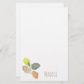 Modernes ästhetisches Wasserfarbenblatt Briefpapier (Vorne/Hinten)