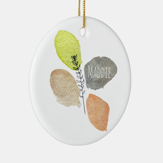 Modernes ästhetisches Wasserfarbenblatt Keramik Ornament (Rechts)