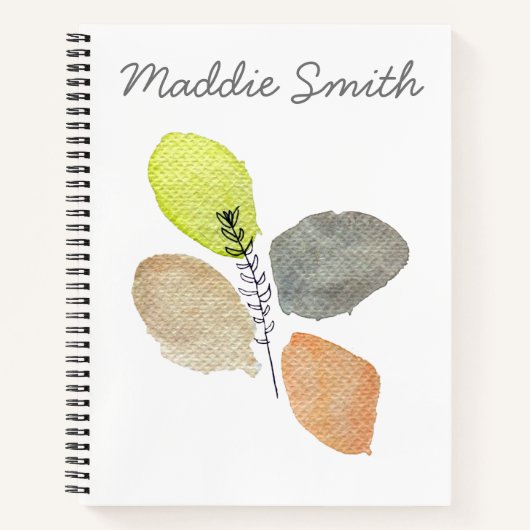 Modernes ästhetisches Wasserfarbenblatt Notizblock (Vorderseite)