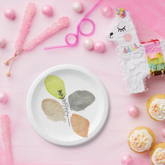 Modernes ästhetisches Wasserfarbenblatt Pappteller (Party)