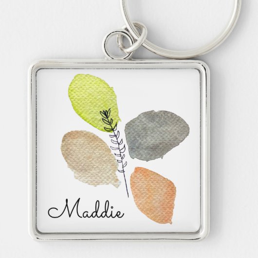 Modernes ästhetisches Wasserfarbenblatt Schlüsselanhänger (Vorne)