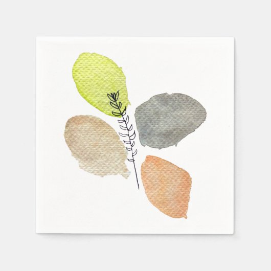 Modernes ästhetisches Wasserfarbenblatt Serviette (Vorderseite)