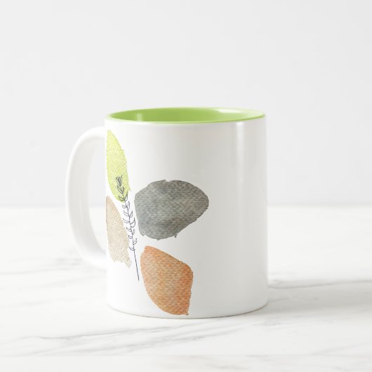 Modernes ästhetisches Wasserfarbenblatt Zweifarbige Tasse (Vorderseite Links)