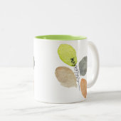 Modernes ästhetisches Wasserfarbenblatt Zweifarbige Tasse (VorderseiteRechts)