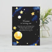 Modernes Astro-Abenteuer Geburtstag Einladung (Stehend Vorderseite)
