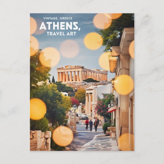 Modernes Athen Griechenland Reisen Kunst Vintag Postkarte (Vorderseite)
