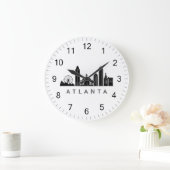 Modernes Atlanta Georgia Stilisierte Skyline Große Wanduhr (Zuhause)