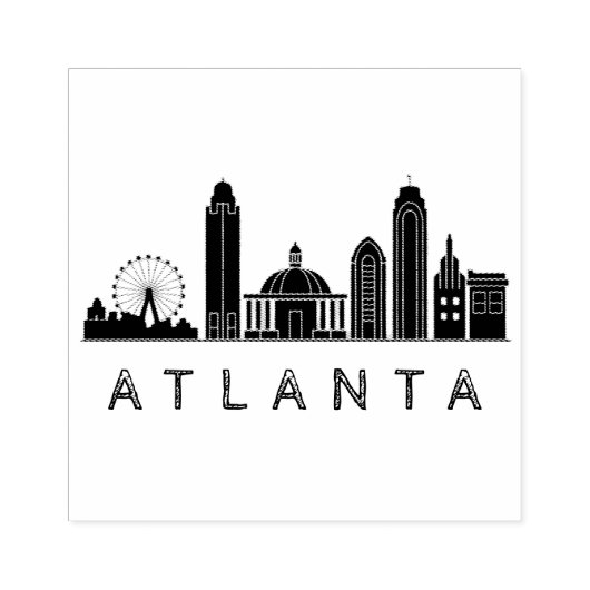 Modernes Atlanta Georgia Stilisierte Skyline Gummistempel (Prägung)