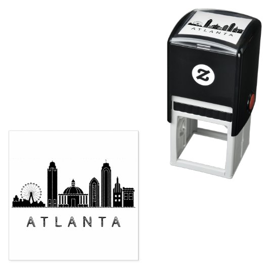 Modernes Atlanta Georgia Stilisierte Skyline Permastempel (Beispiel)