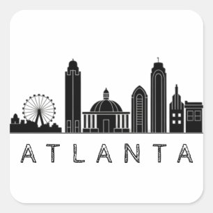 Modernes Atlanta Georgia Stilisierte Skyline Quadratischer Aufkleber