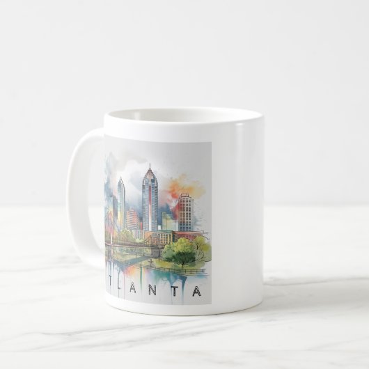 Modernes Atlanta Georgia Stilisierte Wasserfarbe Kaffeetasse (Vorderseite Links)