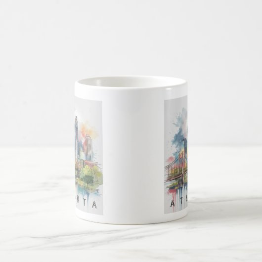 Modernes Atlanta Georgia Stilisierte Wasserfarbe Kaffeetasse (Mittel)