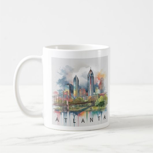 Modernes Atlanta Georgia Stilisierte Wasserfarbe Kaffeetasse (Links)
