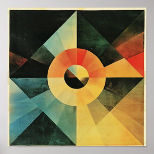 modernes Atombauhaus abstrakte farbenfrohe Kunst Poster