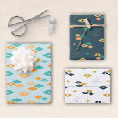 Modernes Atomdiamantenmuster aus dem Mittelalter Geschenkpapier Set