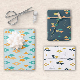 Modernes Atomdiamantenmuster aus dem Mittelalter Geschenkpapier Set